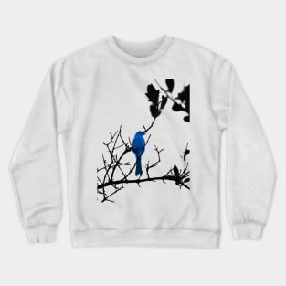 Blue bird on a black tree Crewneck Sweatshirt